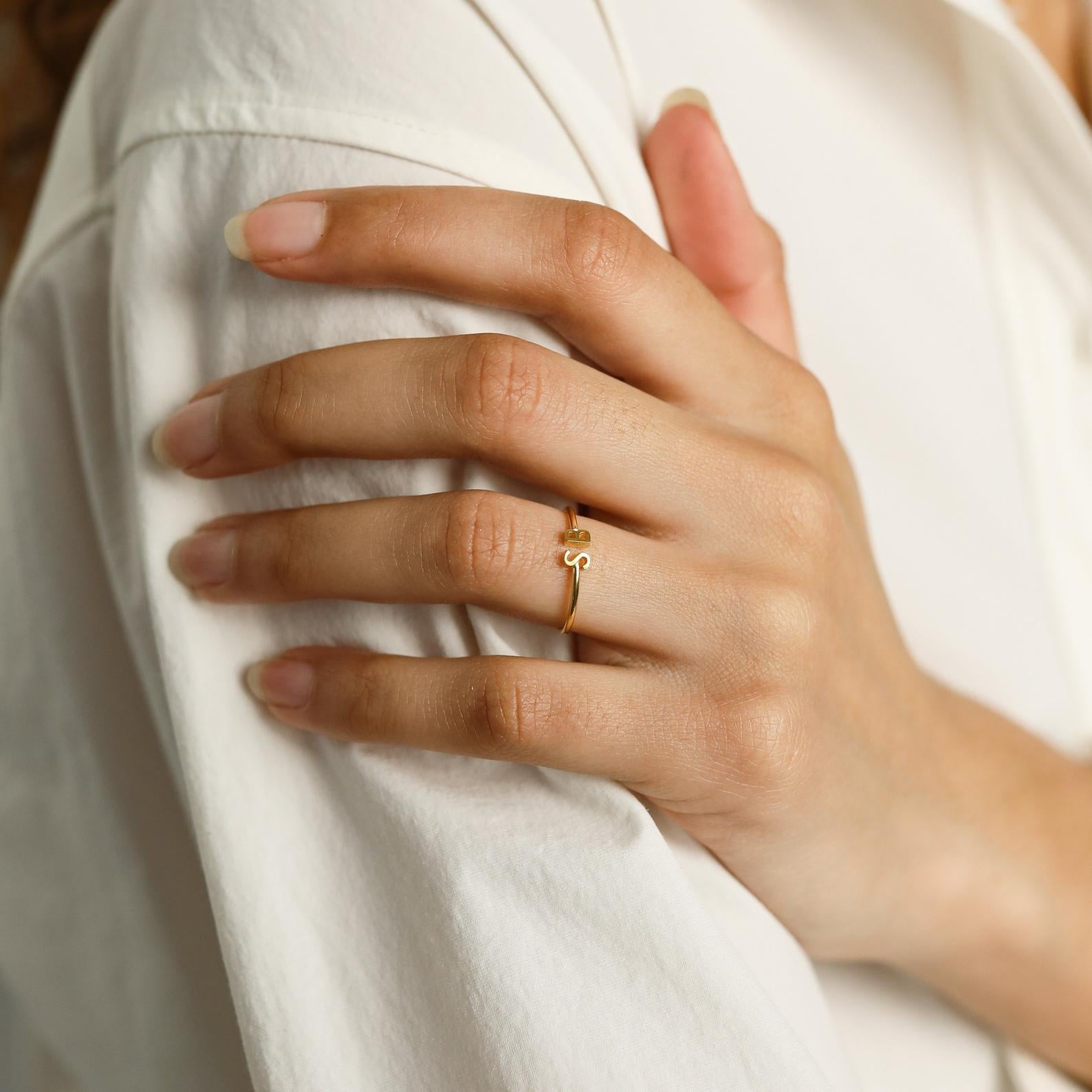 Duo Initial Ring: Personalized Elegance Sterling Silver