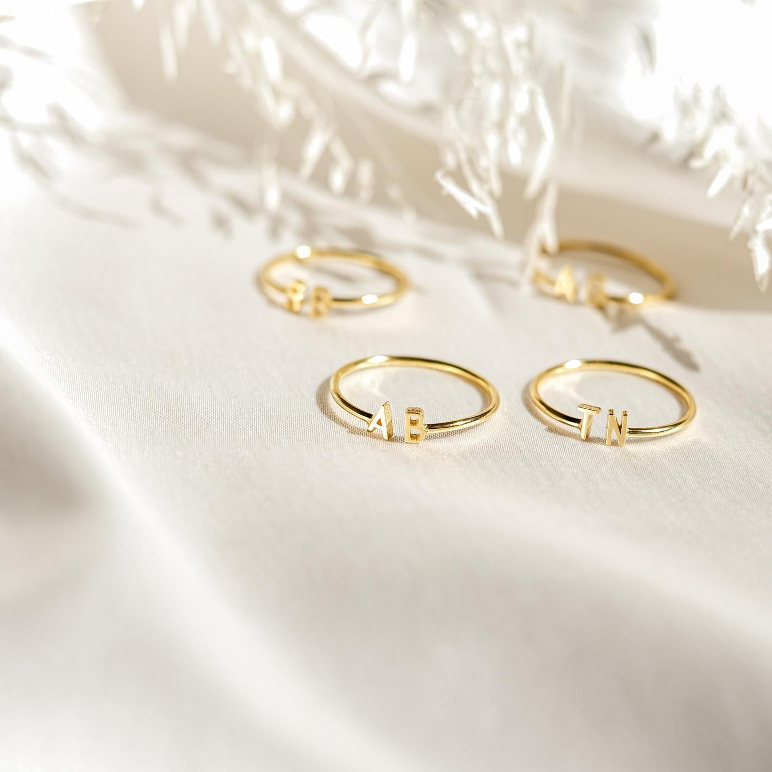 Duo Initial Ring: Personalized Elegance Rose Gold