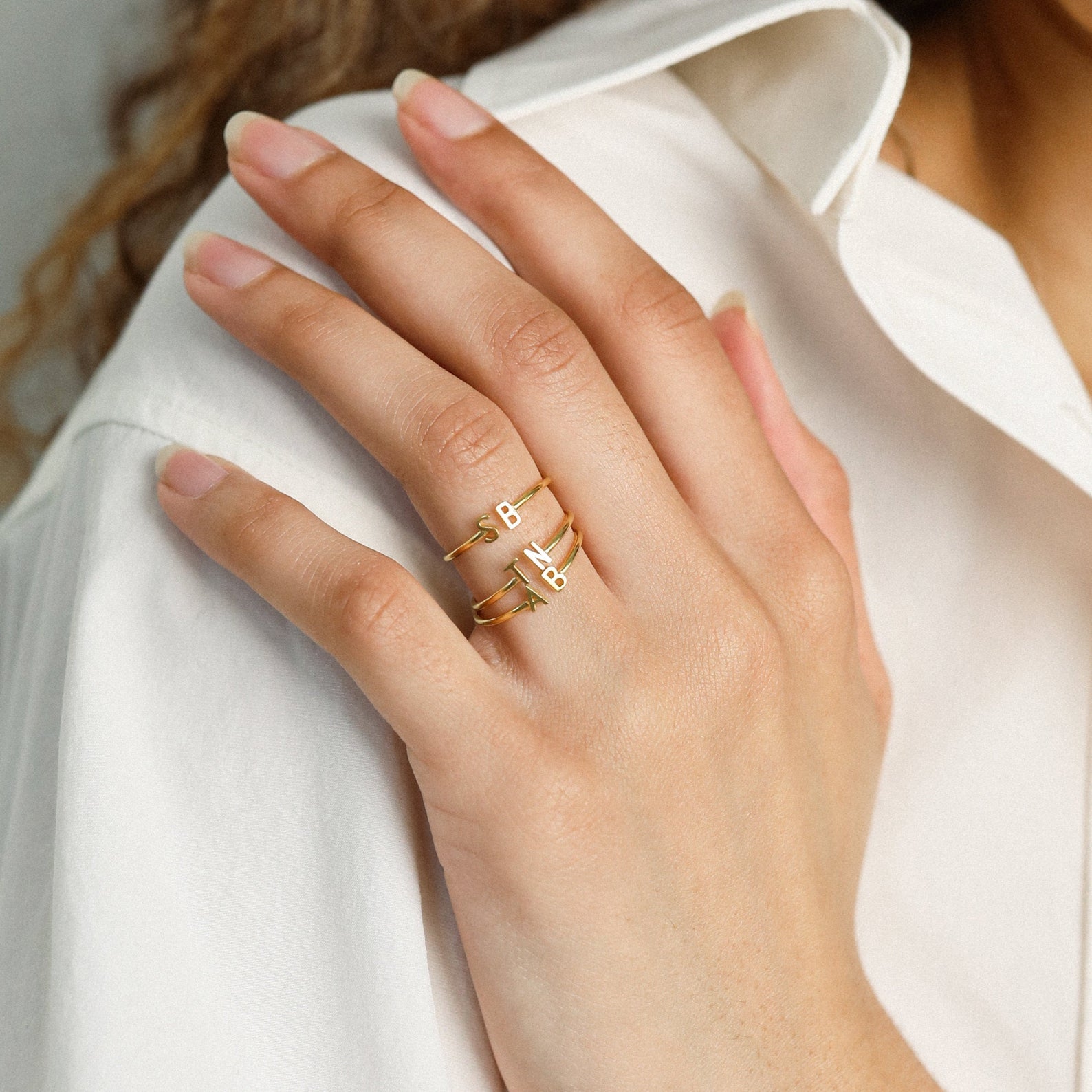 Duo Initial Ring: Personalized Elegance 18K Gold