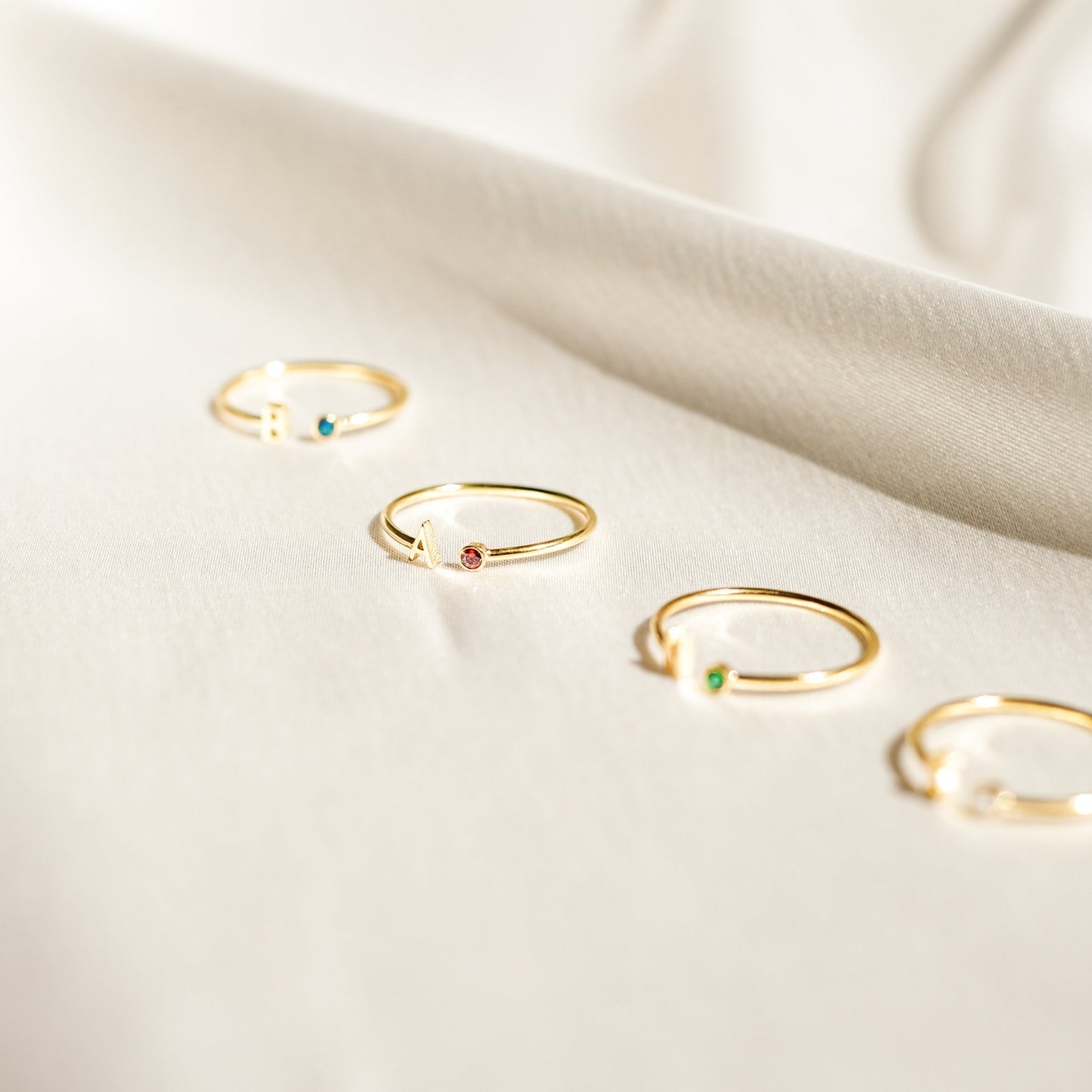 Modern Initial Birthstone Ring: Personalized Sparkle