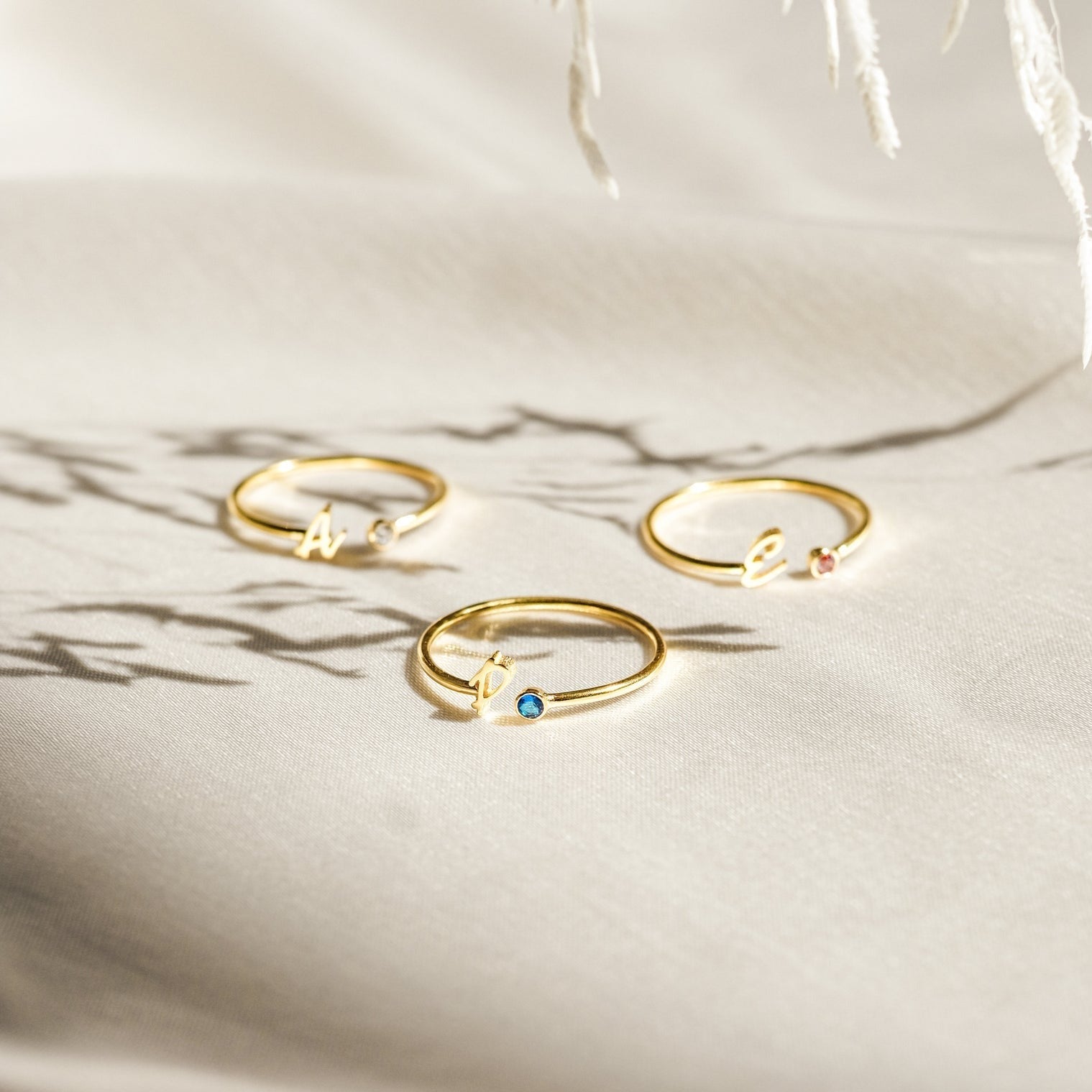 Venice Initial Birthstone Ring 18K Gold