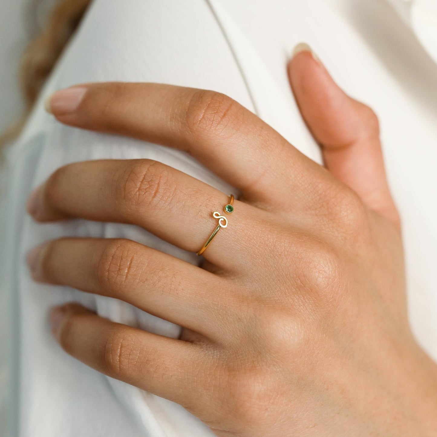 Venice Initial Birthstone Ring Rose Gold