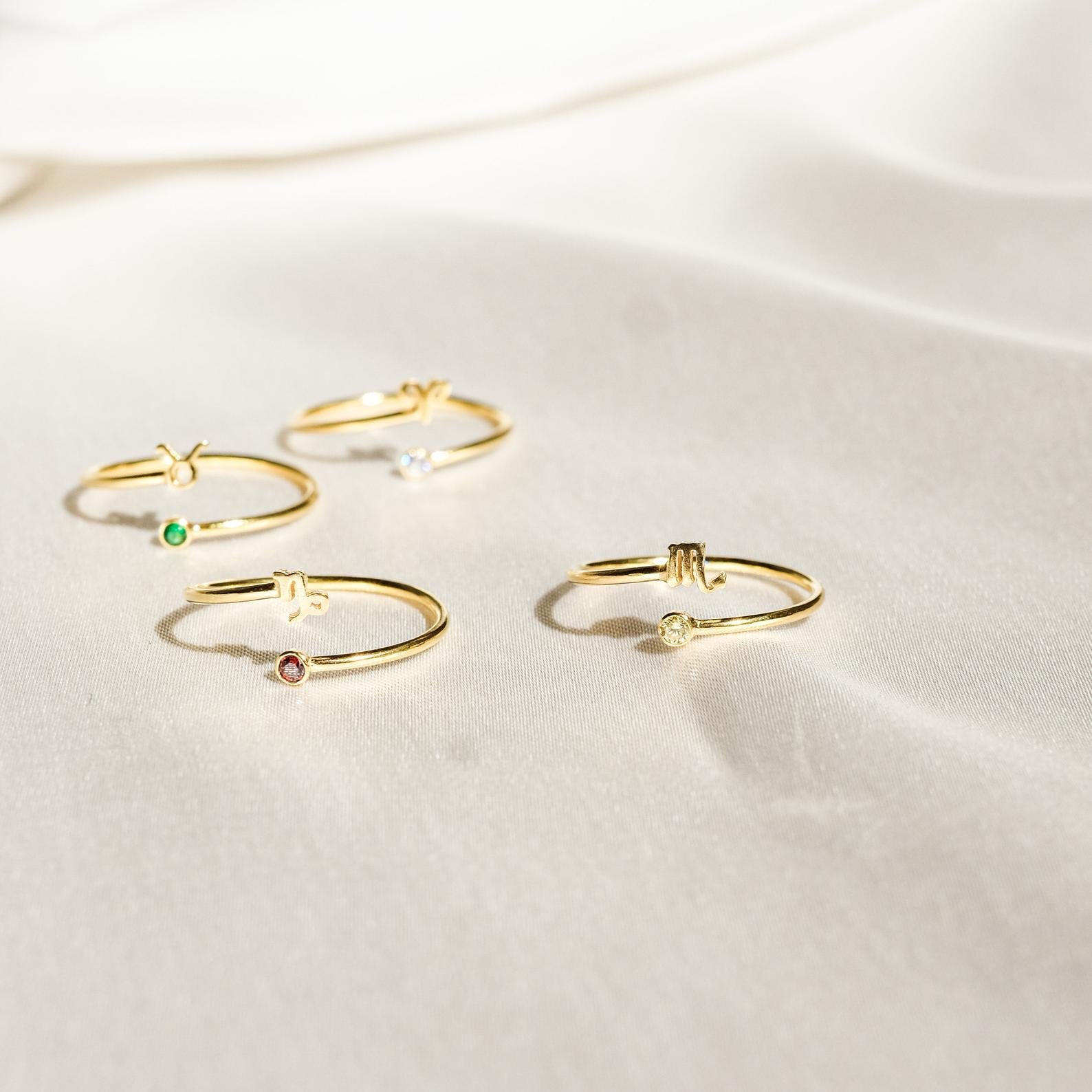 Zodiac Birthstone Ring 18K Gold