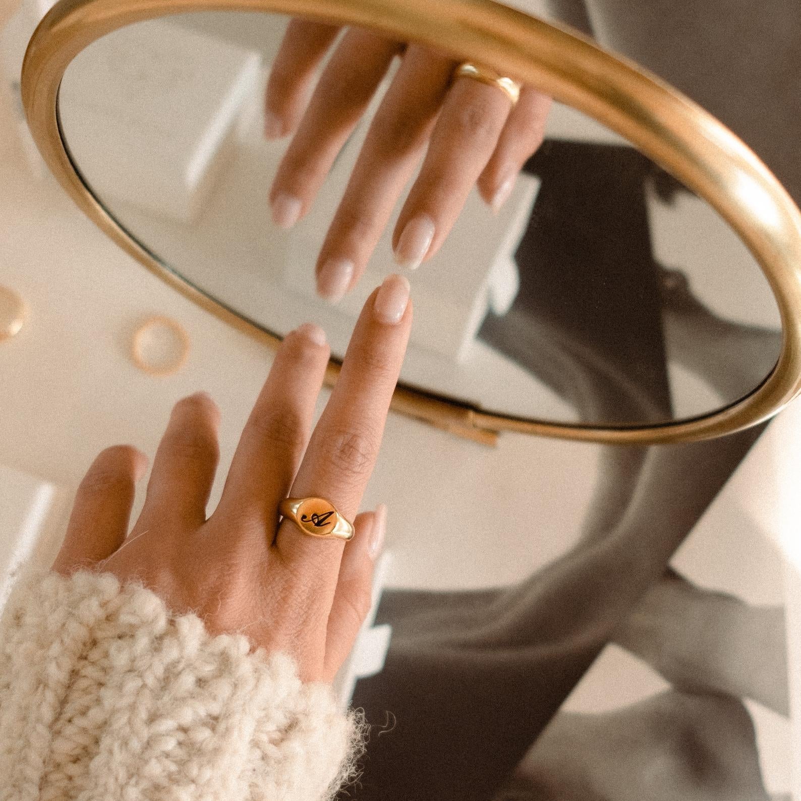 Initial Signet Ring Rose Gold