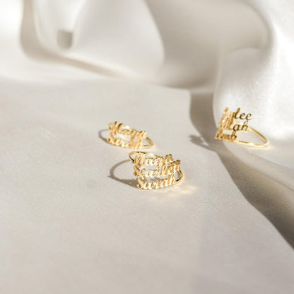 Celebrate Your Closest Bonds with the London Multiple Name Ring Rose Gold
