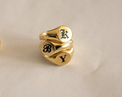 Initial Signet Ring Sterling Silver