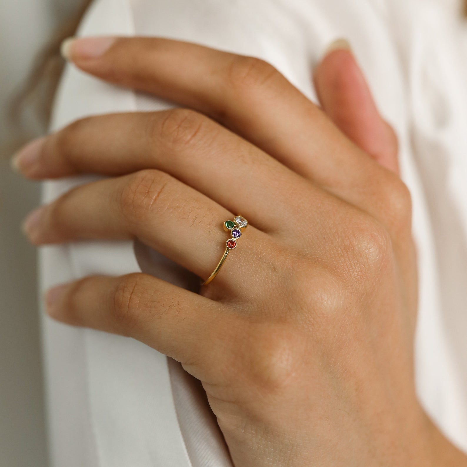 Sparkling Sophistication: Cluster Birthstone Ring Rose Gold