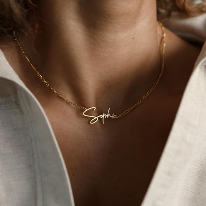 Make a Statement with the Carrie Name Necklace in Figaro Chain