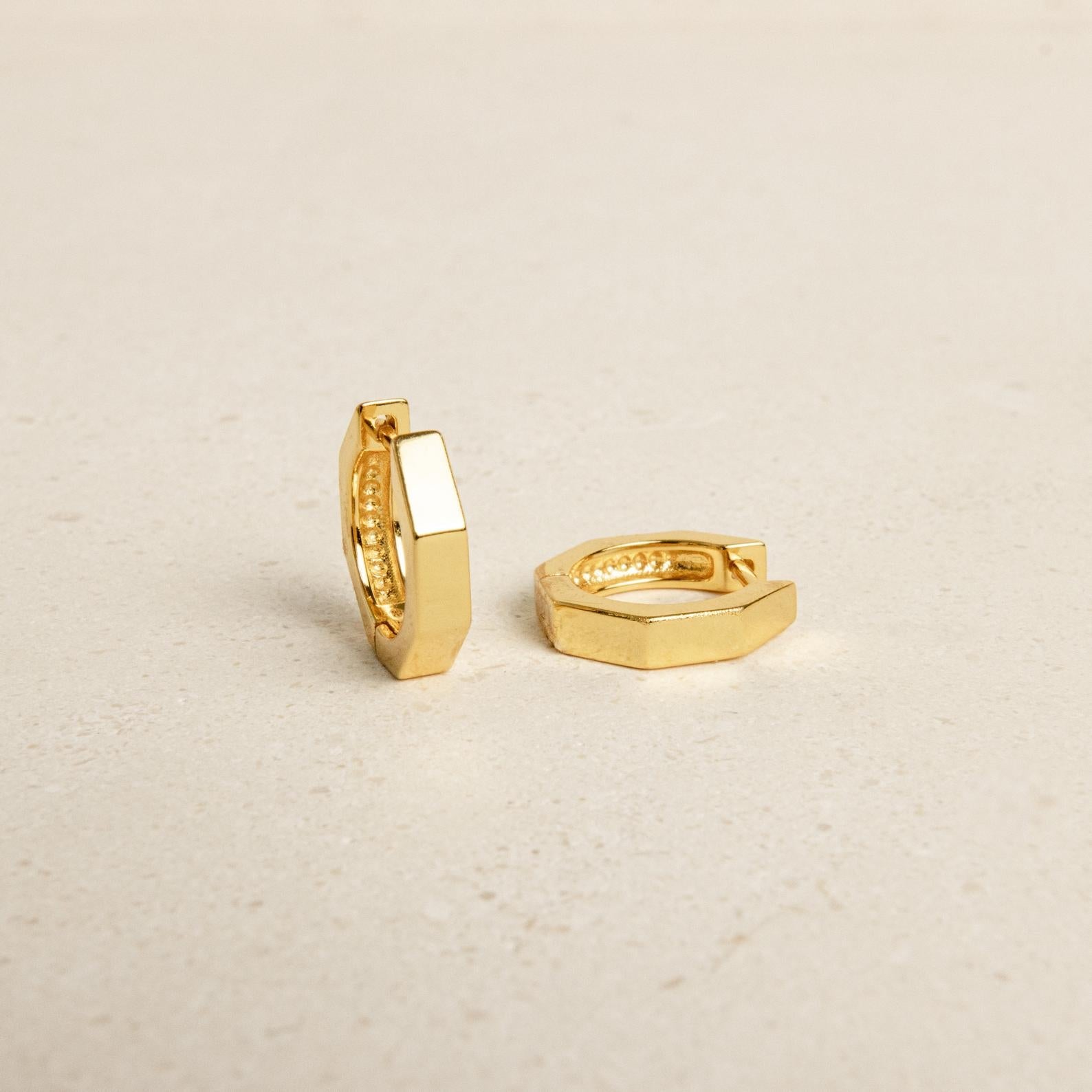 Chic Sophistication: Audrey Hexagon Huggie Earrings