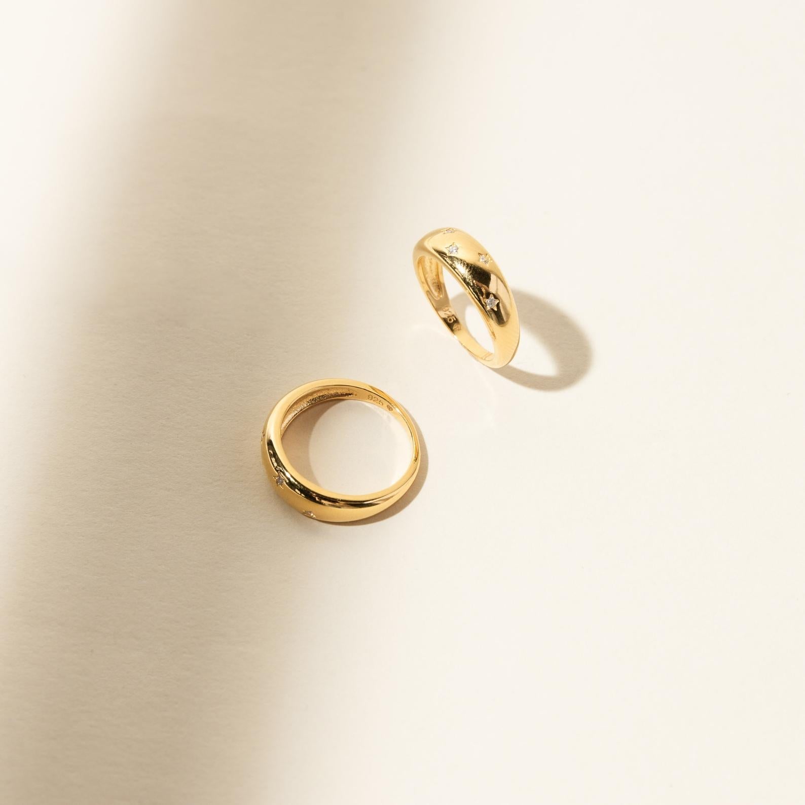 Stellar Splendor: The Star Dome Ring 18K Gold