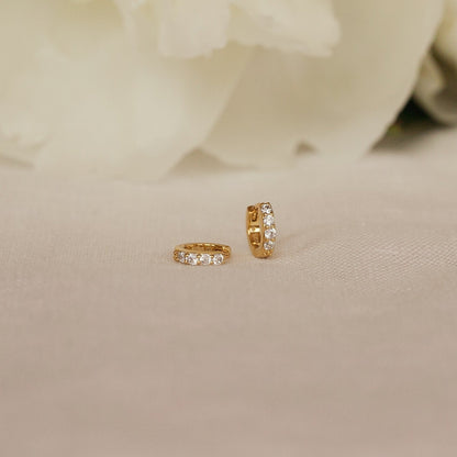 Elise Gemstone Huggie Hoops: Timeless Elegance for Every Occasion Diamond