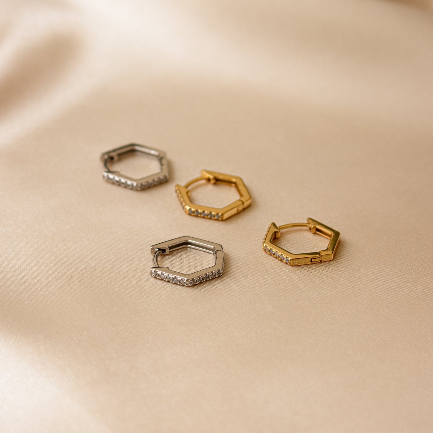 Parker Pave Hexagon Huggies