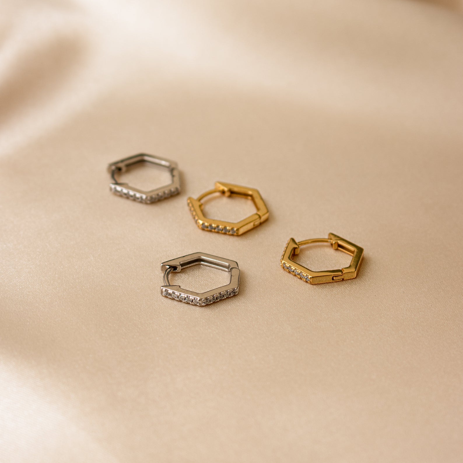 Parker Pave Hexagon Huggies