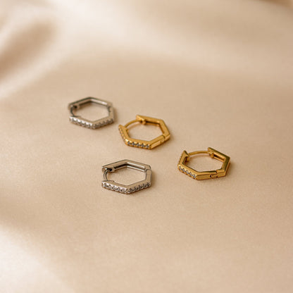 Parker Pave Hexagon Huggies