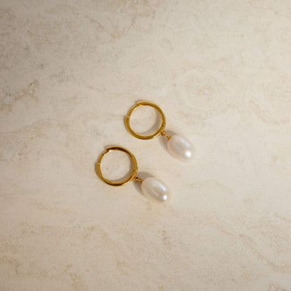 Maggie Pearl Drop Hoops