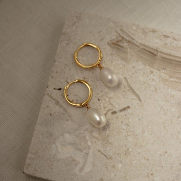 Maggie Pearl Drop Hoops
