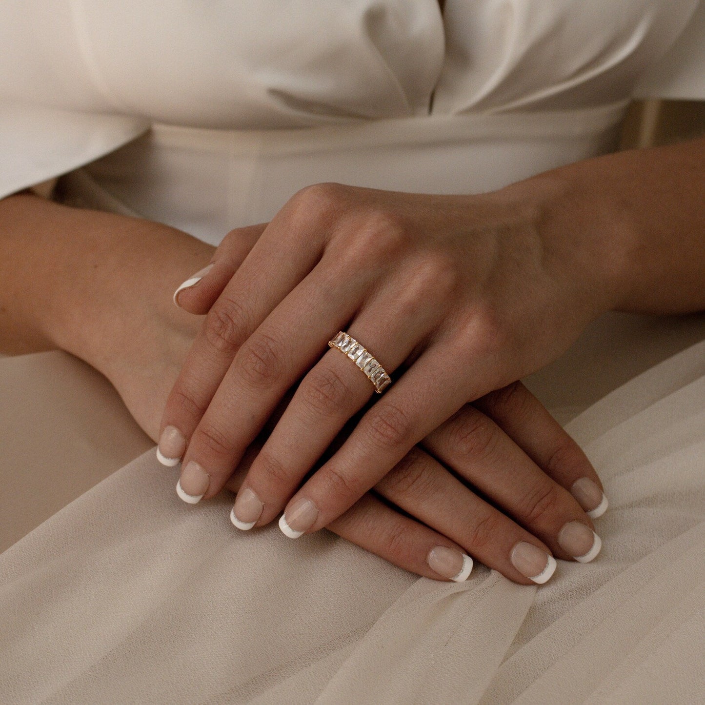 Unleash Your Inner Glamour: Colette Baguette Diamond Eternity Ring 18K Gold