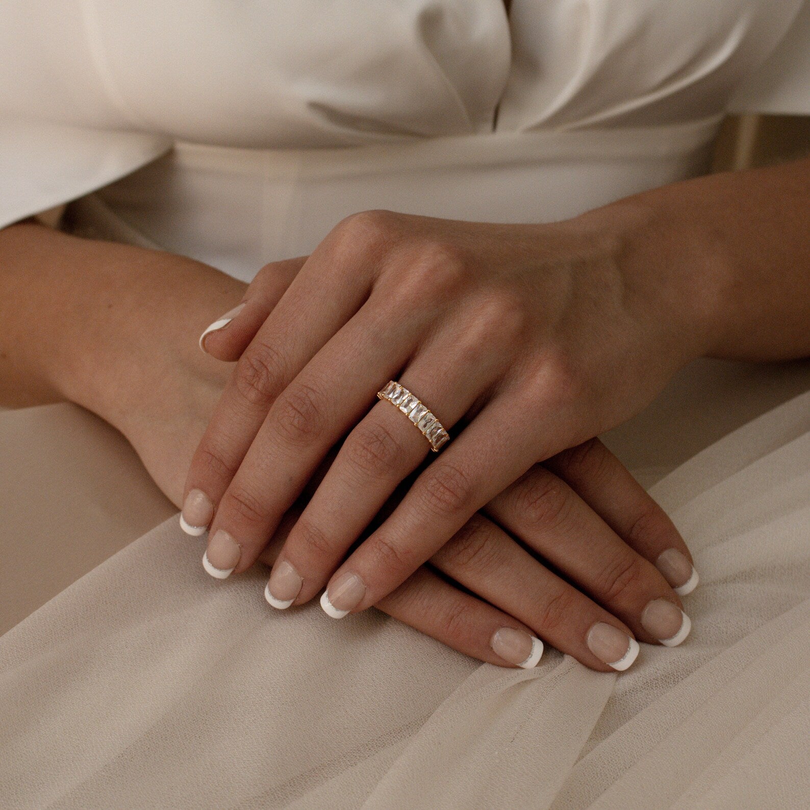 Unleash Your Inner Glamour: Colette Baguette Diamond Eternity Ring 18K Gold
