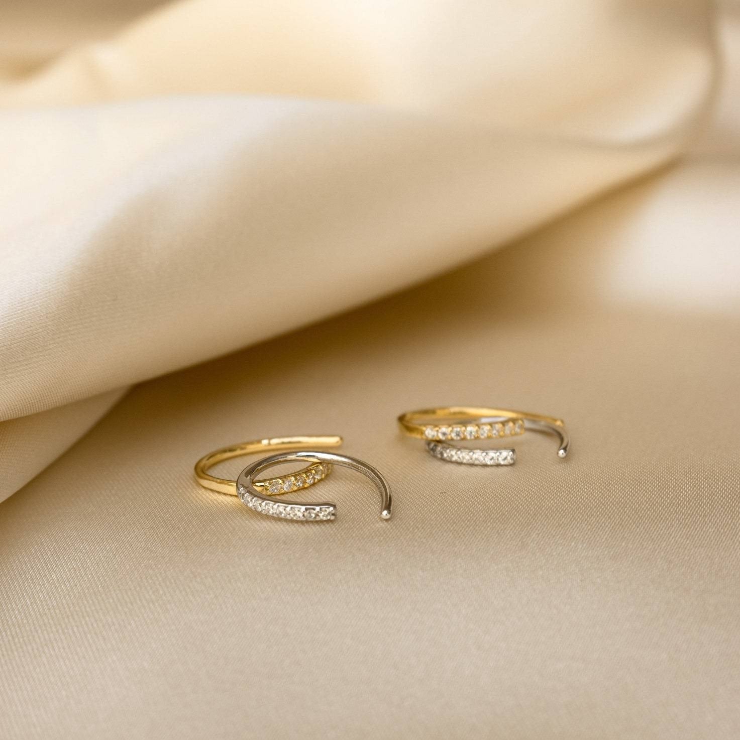 Pave Wire Diamond Hoops