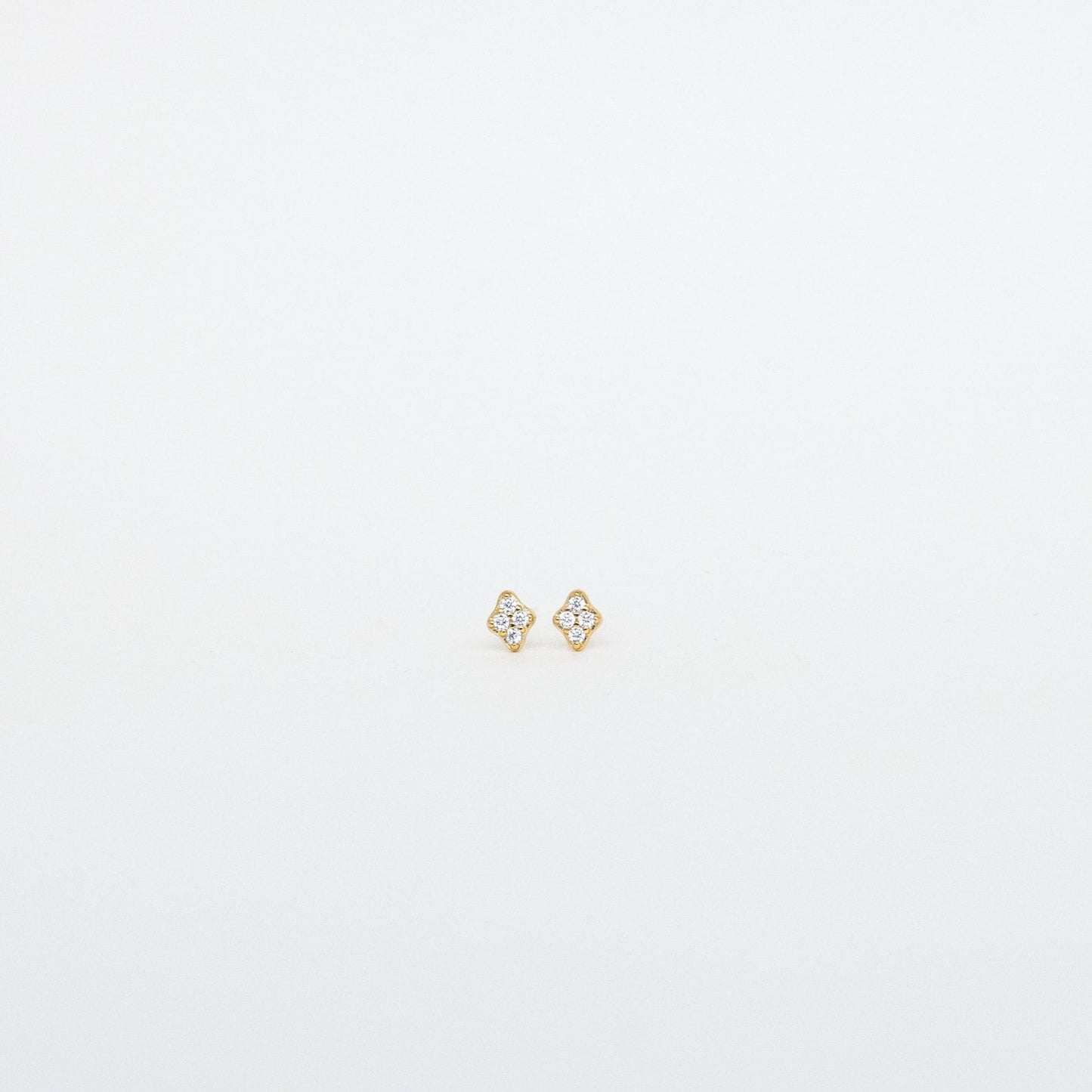 Avery Pavé Diamond Stud Earrings, featuring sparkling CZ diamonds on sterling silver or 18K gold, showcasing timeless elegance and sophistication