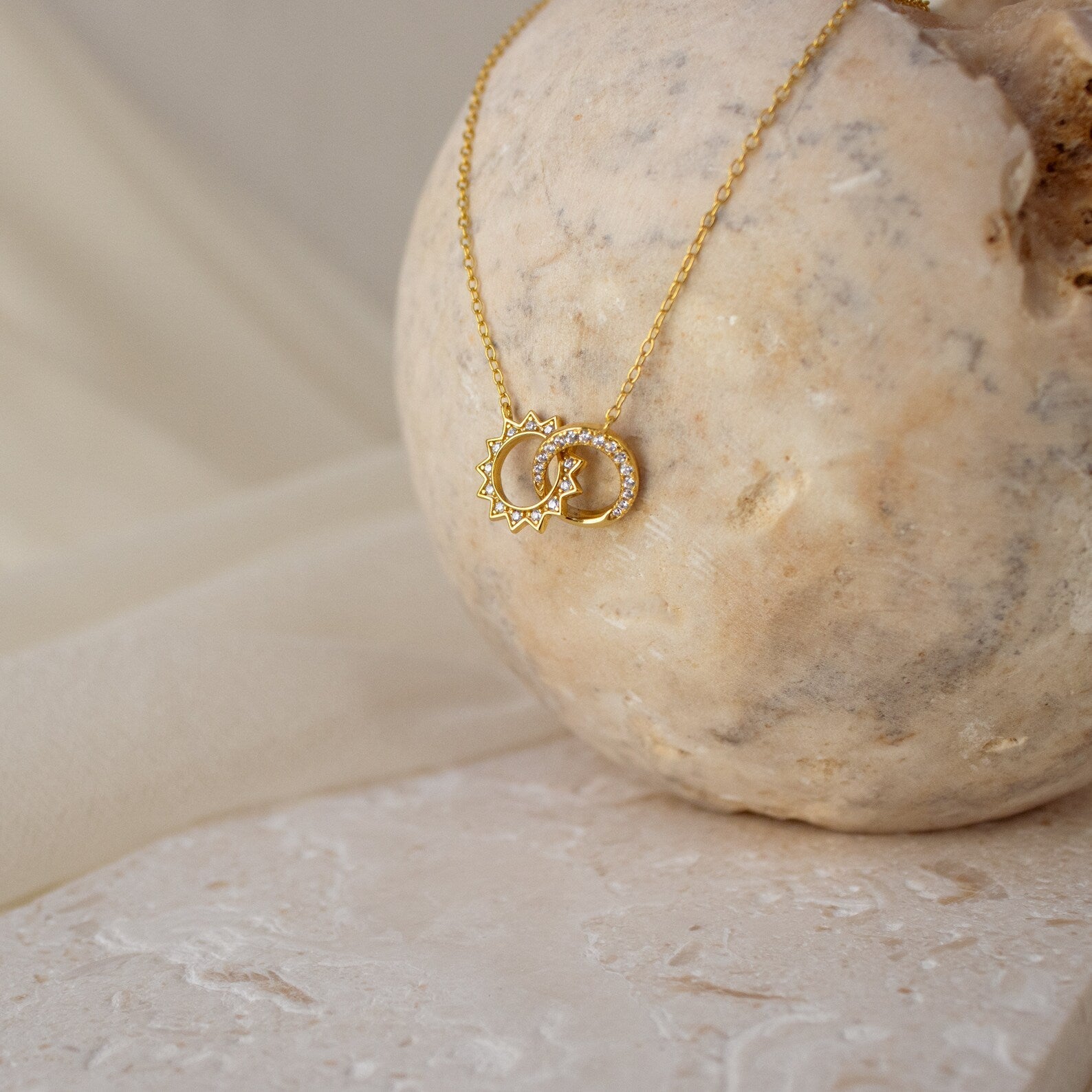 925 Silver Sun & Moon Eternity Necklace For Women/Girls