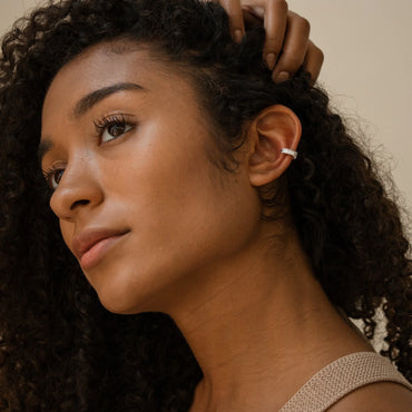 Baguette Diamond Ear Cuffs Model View