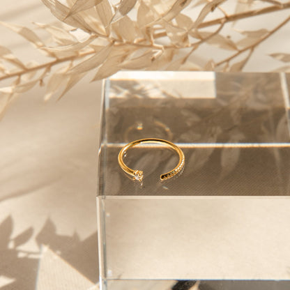 Cecilia Pave Ring - Delicate Sterling Silver or 18K Gold with CZ Diamonds