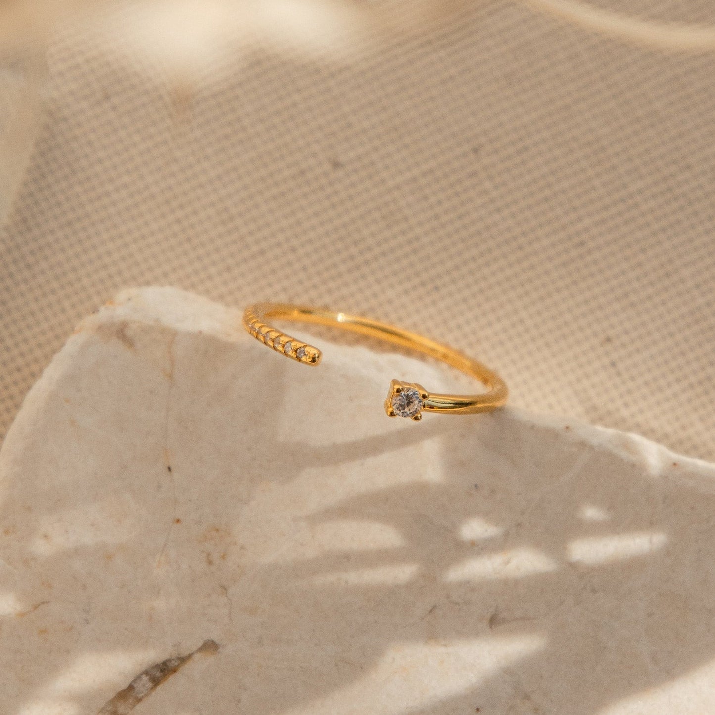 Cecilia Pave Ring - Delicate Sterling Silver or 18K Gold with CZ Diamonds