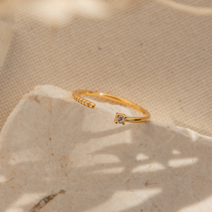 Cecilia Pave Ring - Delicate Sterling Silver or 18K Gold with CZ Diamonds