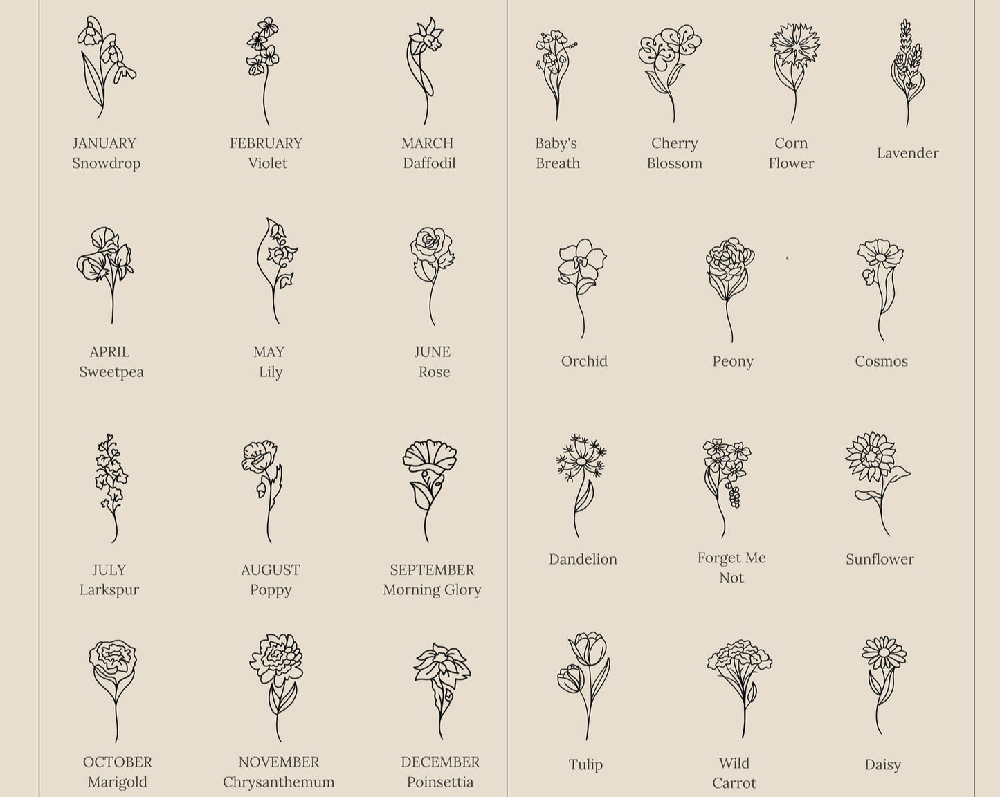 Flower Name Necklace