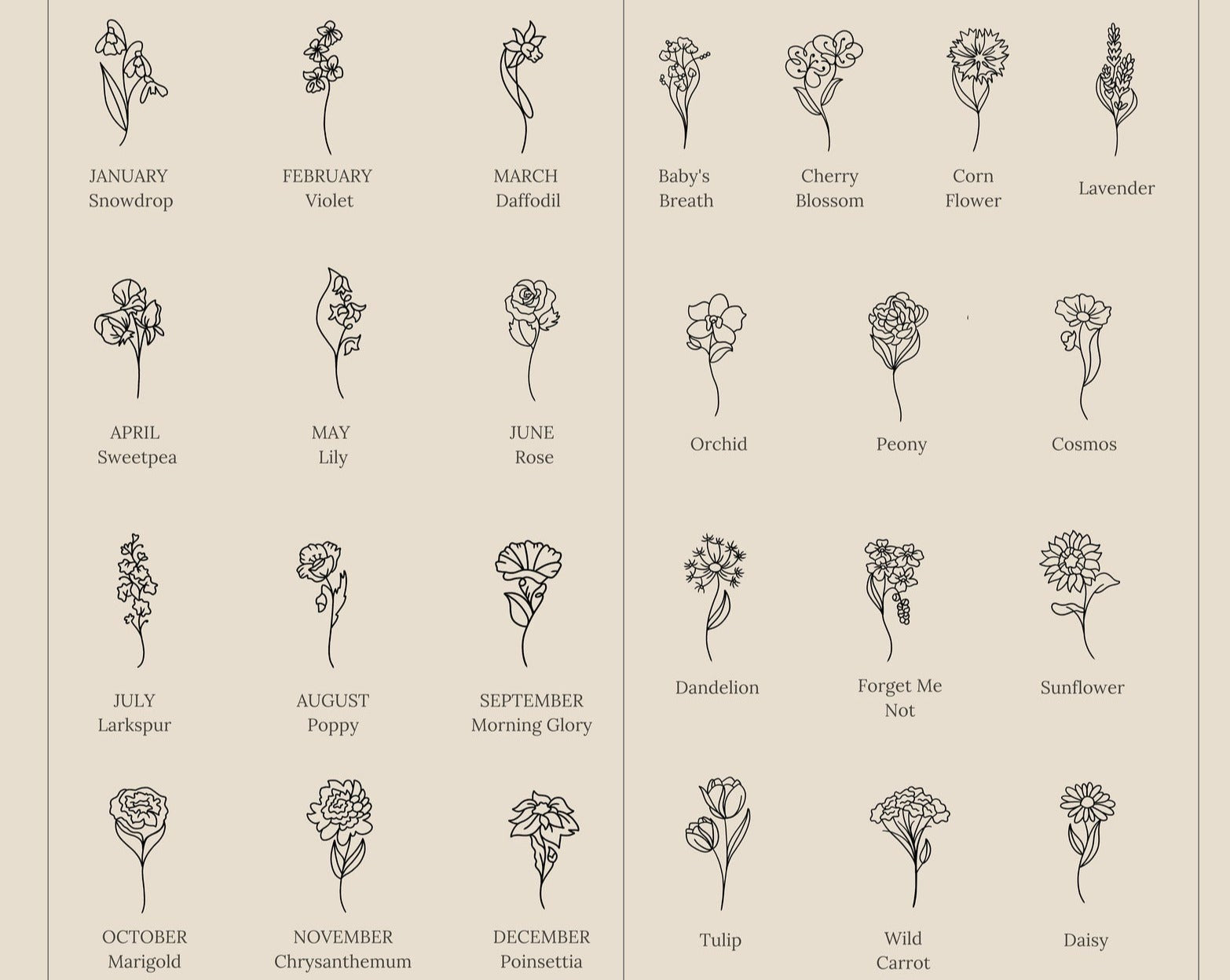 Flower Name Necklace