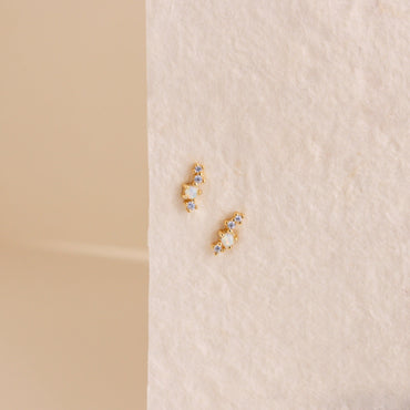 Nile Opal and Diamond Studs 18K Gold