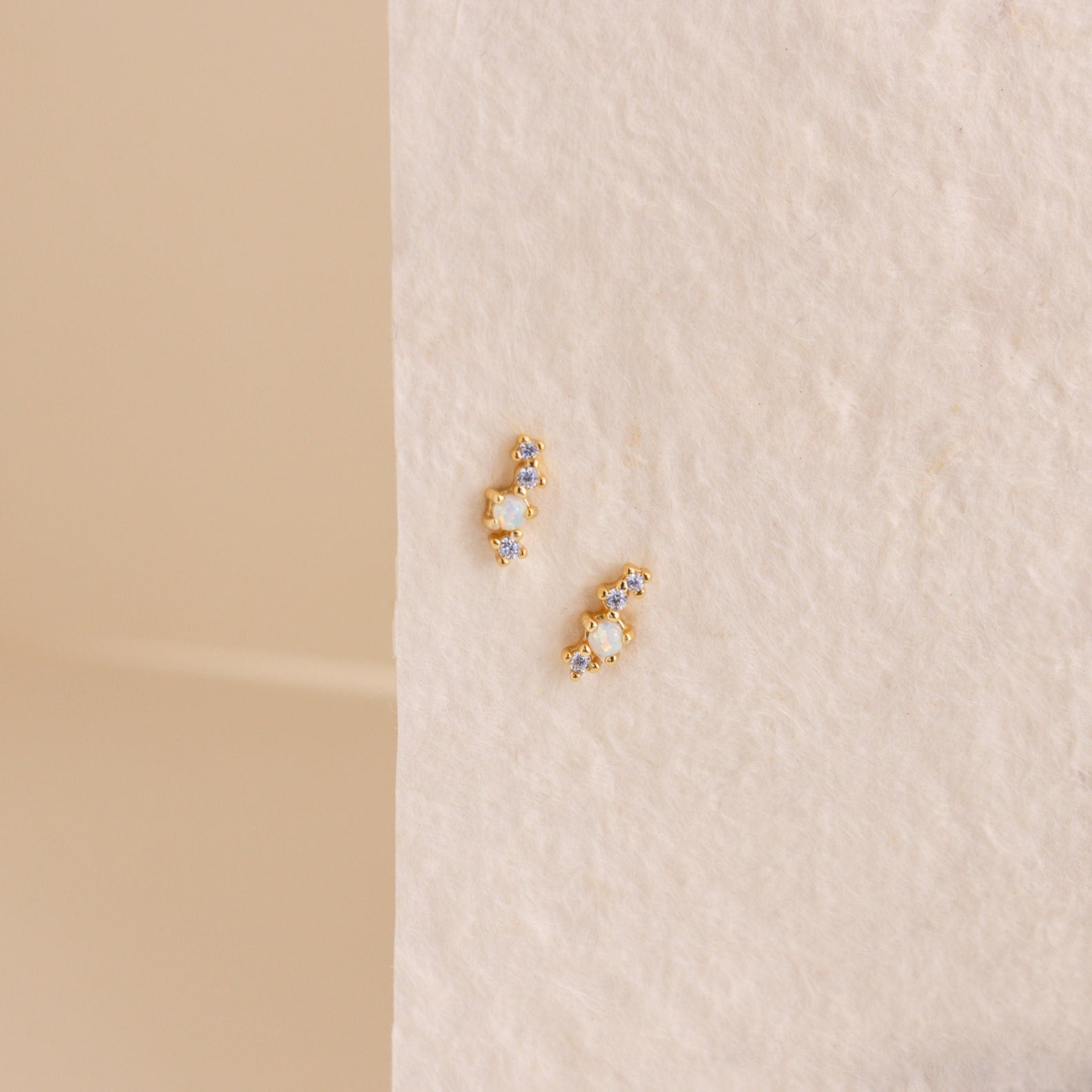Nile Opal and Diamond Studs 18K Gold
