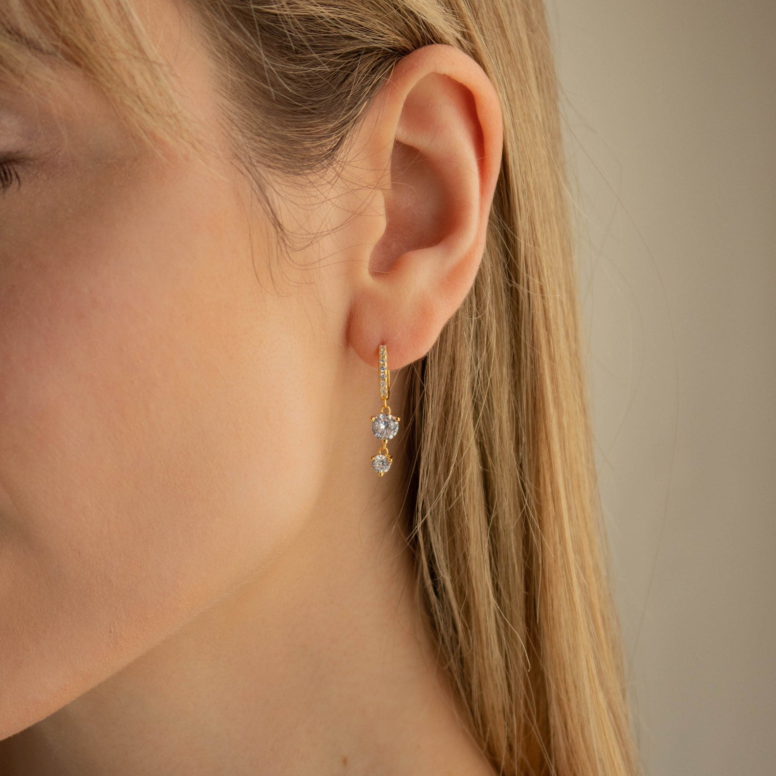 Sparkle and Sophistication: Caroline Pave Drop Huggie Hoops