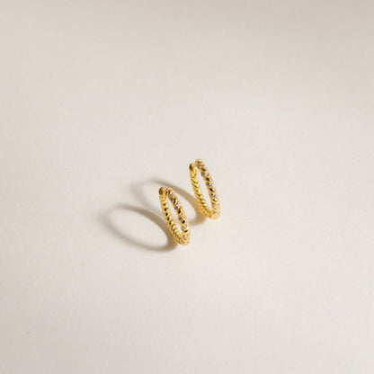 Radiant Revival: Twisted Diamond Hoop Earrings 18K Gold