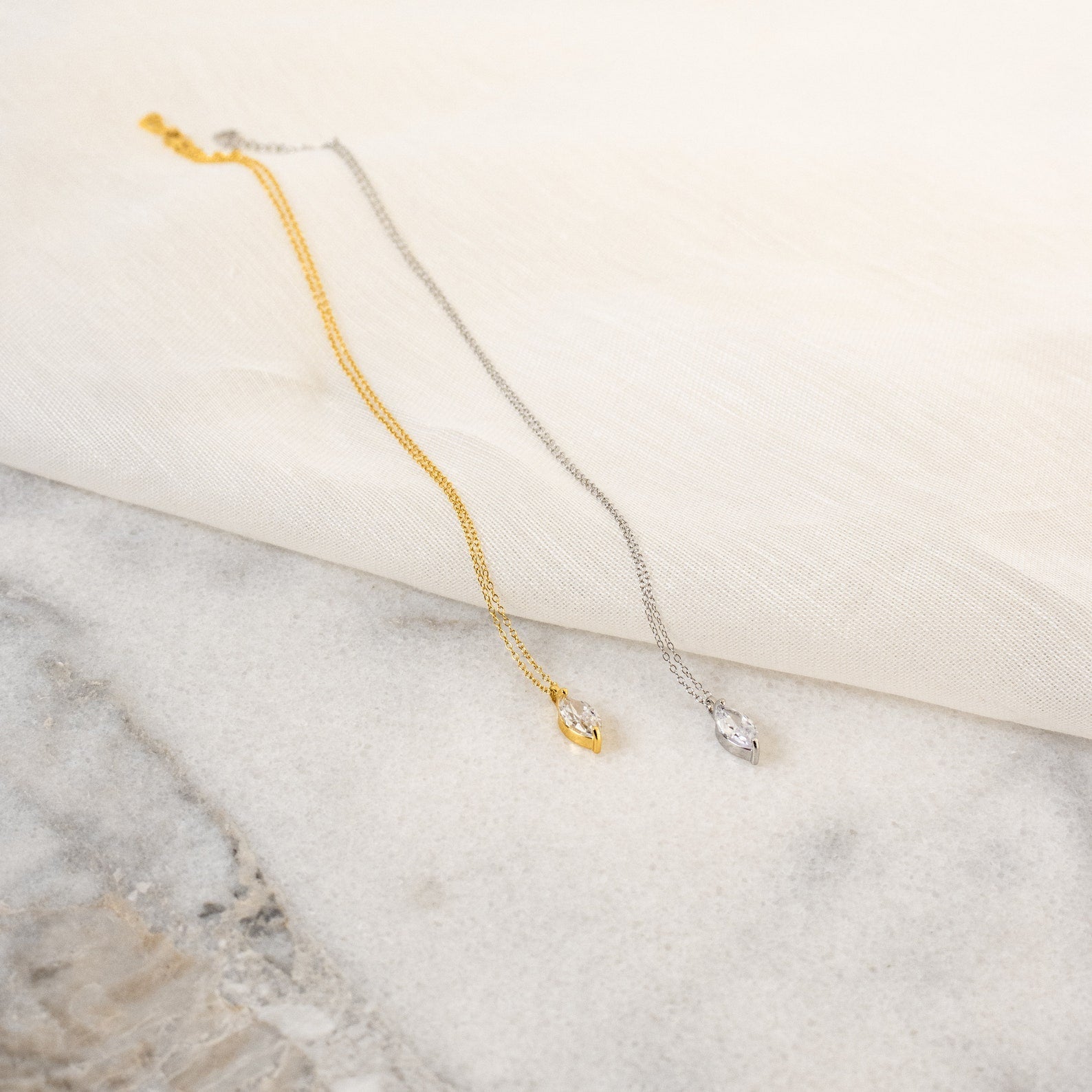 Elegant Romance: Athens Marquise Diamond Necklace