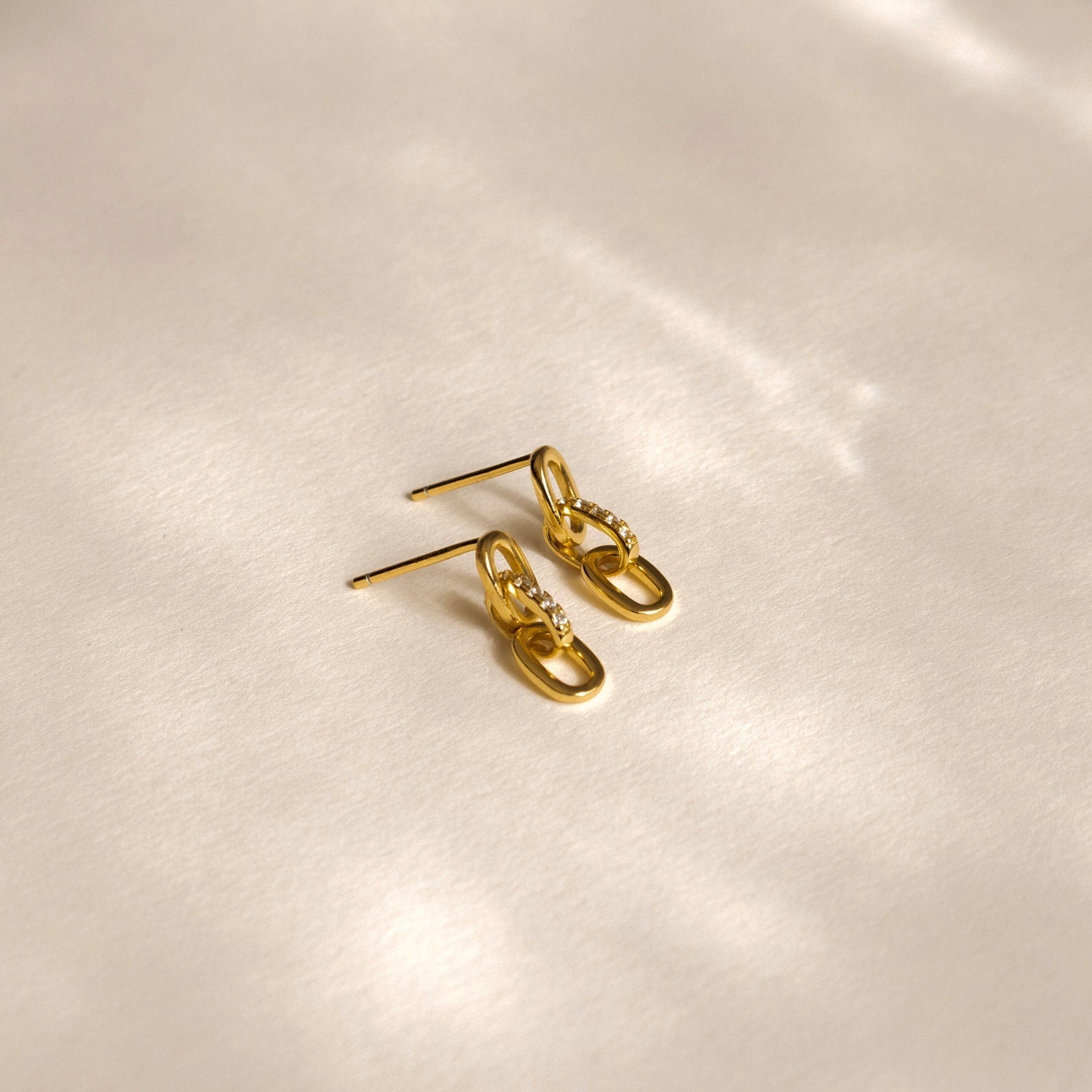 Glamorous Links: Amia Pave Link Earrings 18K Gold