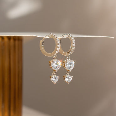 Sparkle and Sophistication: Caroline Pave Drop Huggie Hoops Sterling Silver