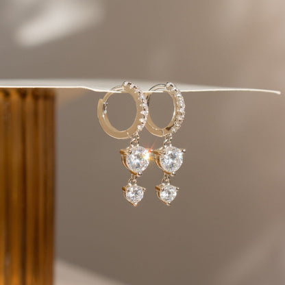 Sparkle and Sophistication: Caroline Pave Drop Huggie Hoops Sterling Silver