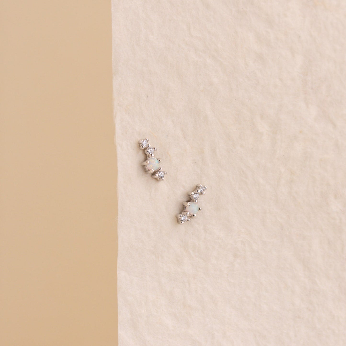 Nile Opal and Diamond Studs Sterling Silver