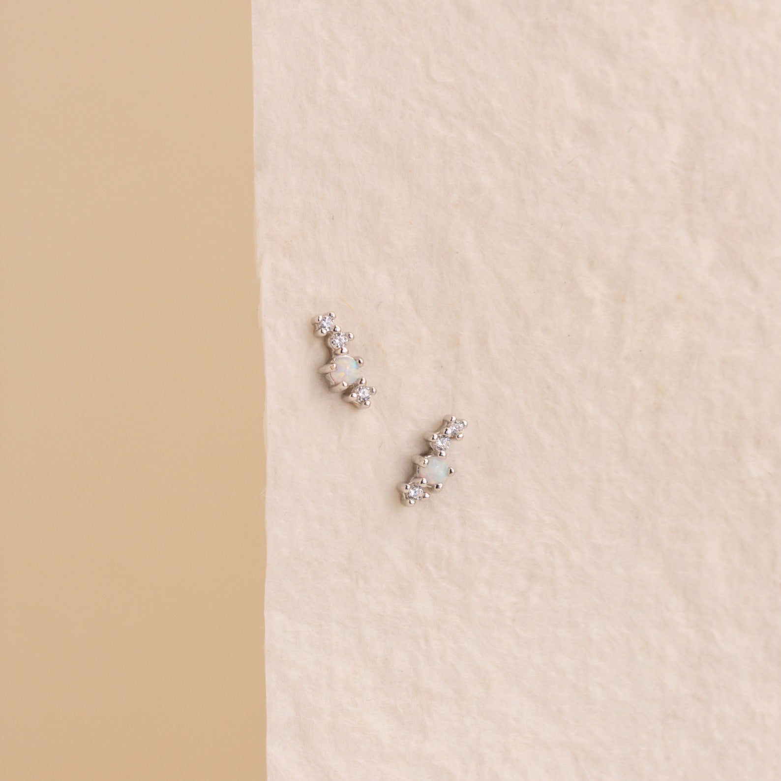 Nile Opal and Diamond Studs Sterling Silver