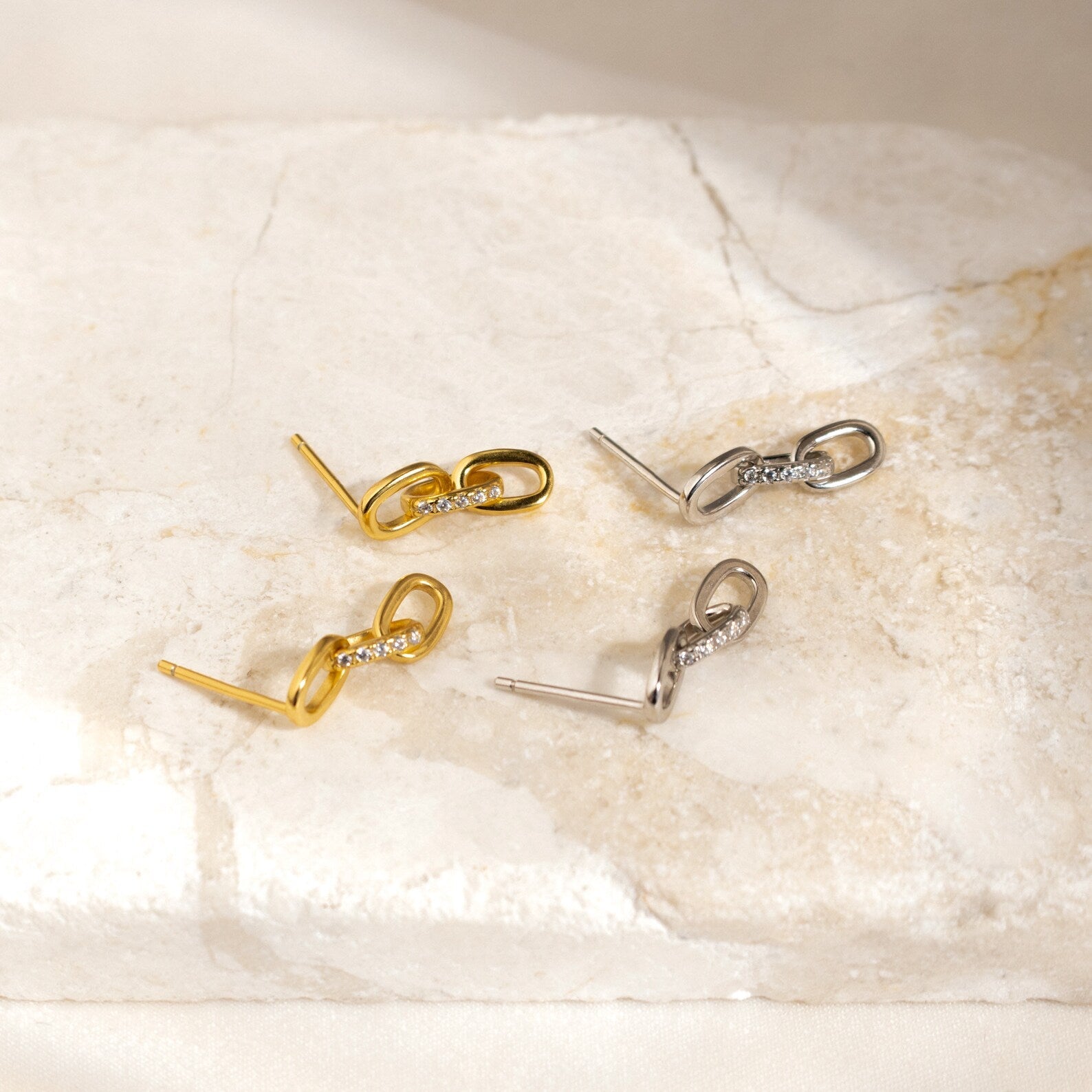 Glamorous Links: Amia Pave Link Earrings