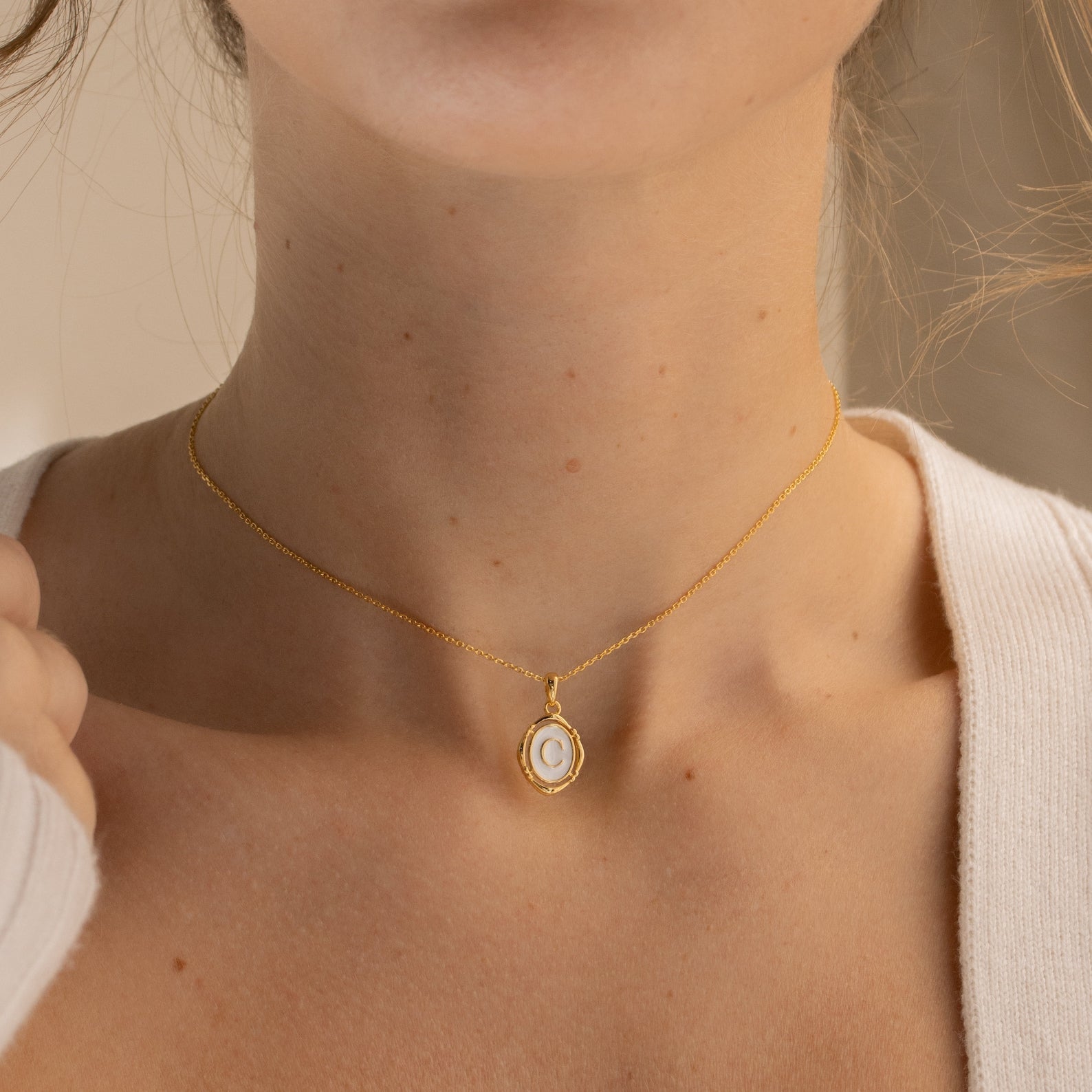 Initial Pendant Necklace 18K Gold C
