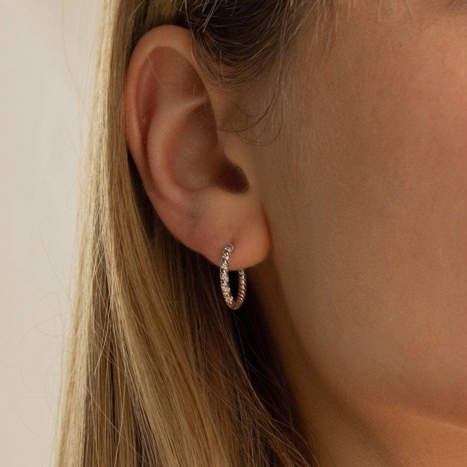 Radiant Revival: Twisted Diamond Hoop Earrings Sterling Silver