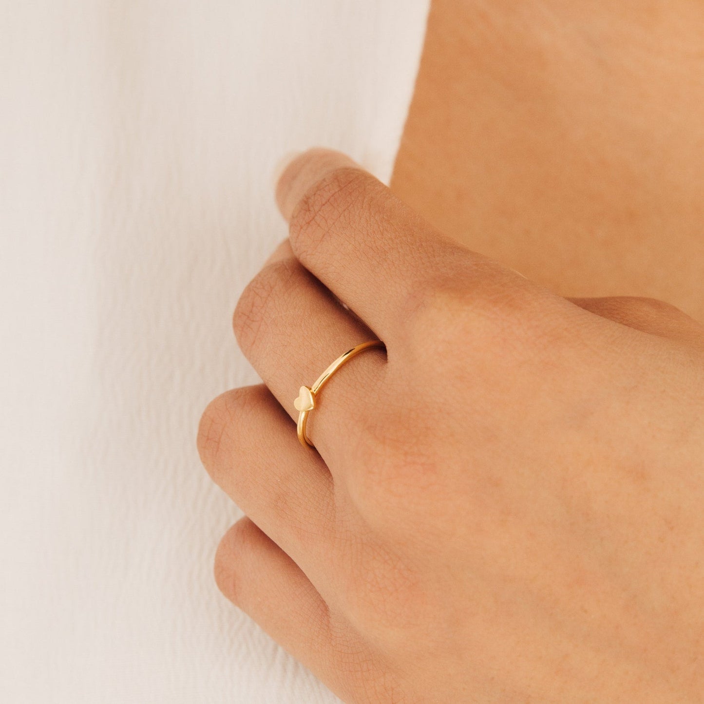 Nala Tiny Heart Ring: Minimalist Elegance for Everyday Stacking 18K Gold