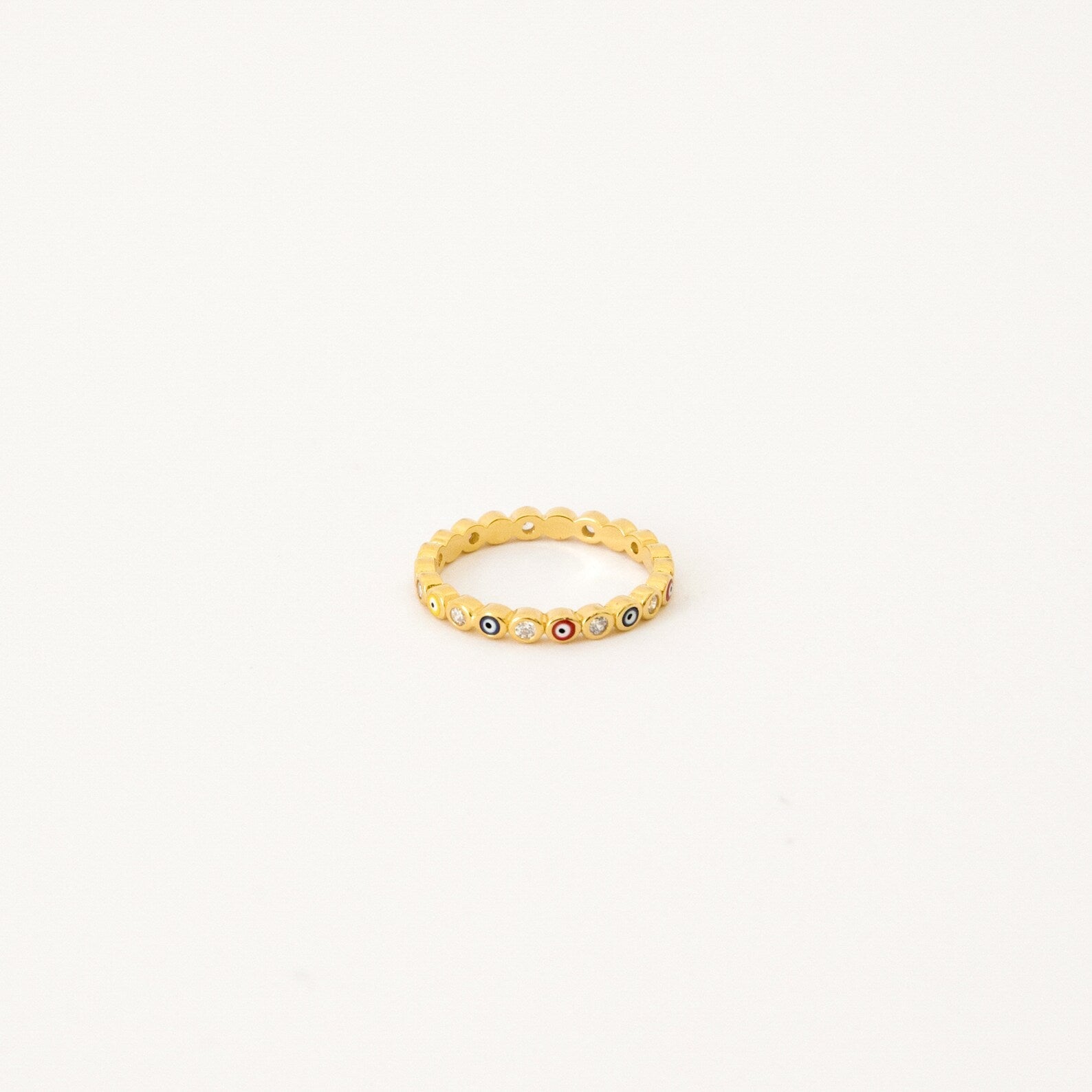 Guardian of Omens: The Rainbow Evil Eye Ring 18K Gold