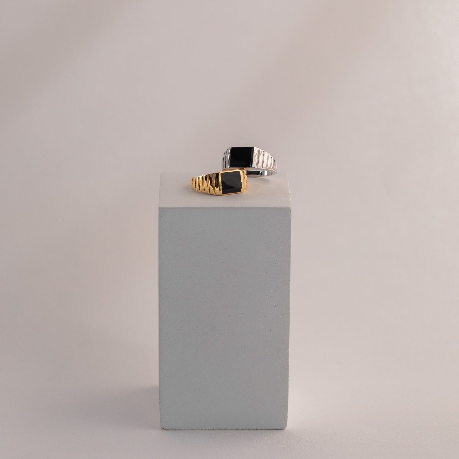 Unisex Black Enamel Signet Ring