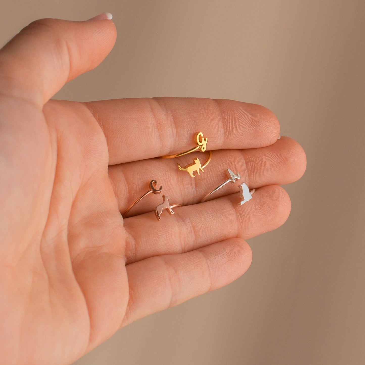Duo Pet Initial Wrap Ring 18K Gold