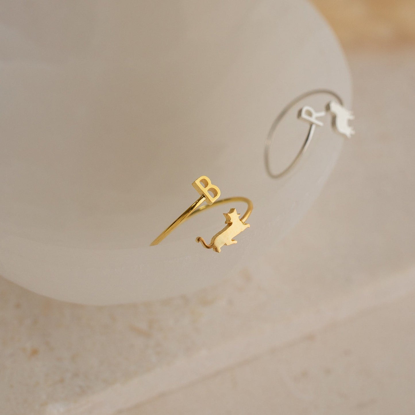 Duo Pet Initial Wrap Ring Sterling Silver