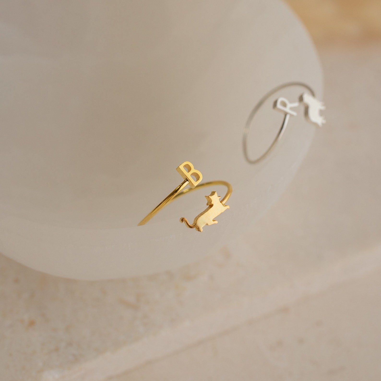 Duo Pet Initial Wrap Ring Sterling Silver